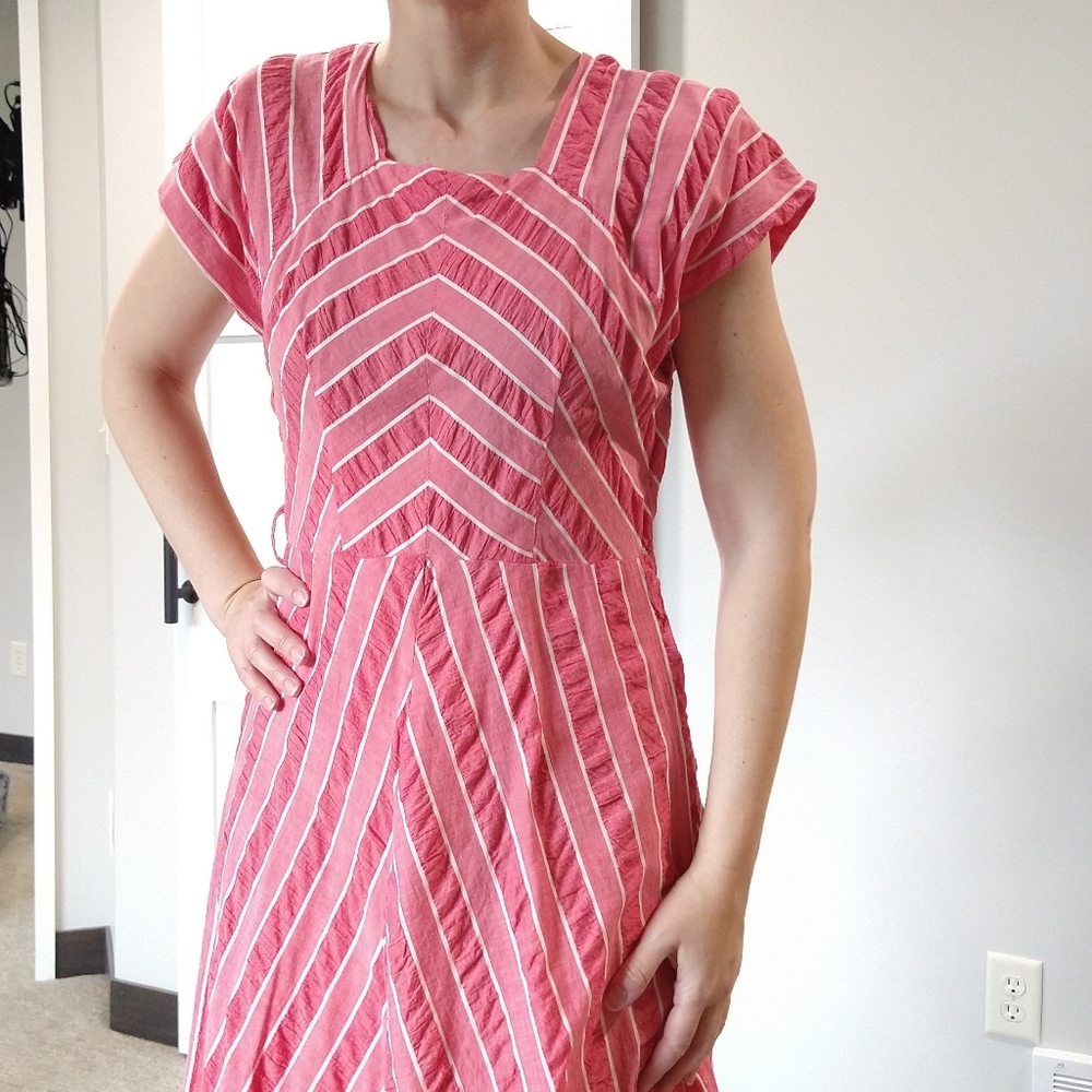 1940's 1950's Mode O Day Striped Seersucker Dress - image 3